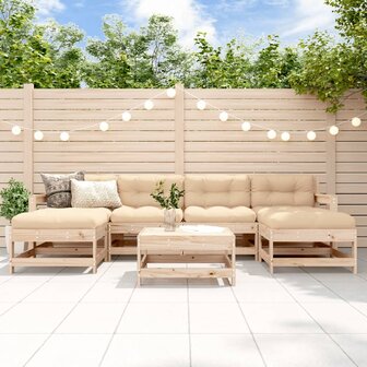 7-delige Loungeset met kussens massief teak