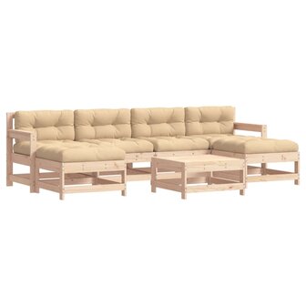 7-delige Loungeset met kussens massief teak