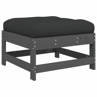 6-delige Loungeset met kussens massief hout grijs