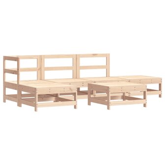 6-delige Loungeset met kussens massief hout
