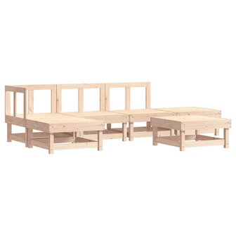 6-delige Loungeset met kussens massief hout