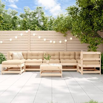 8-delige Loungeset met kussens massief hout