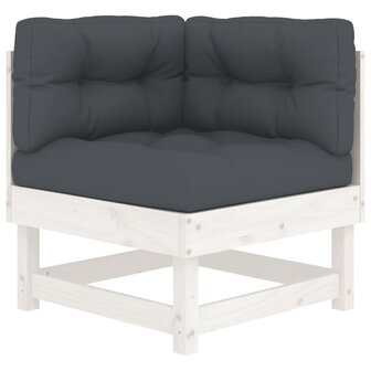8-delige Loungeset met kussens massief hout wit