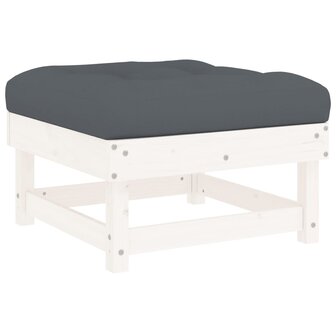 8-delige Loungeset met kussens massief hout wit