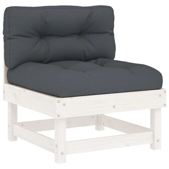 8-delige Loungeset met kussens massief hout wit