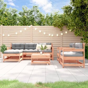 7-delige Loungeset met kussens massief douglashout