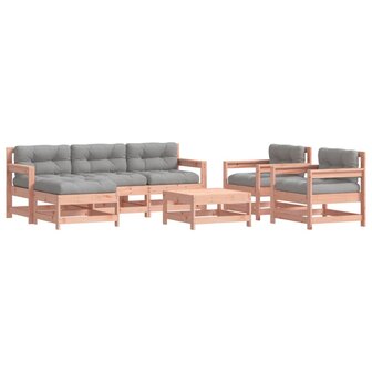 7-delige Loungeset met kussens massief douglashout