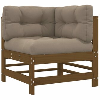 5-delige Loungeset met kussens massief hout honingbruin