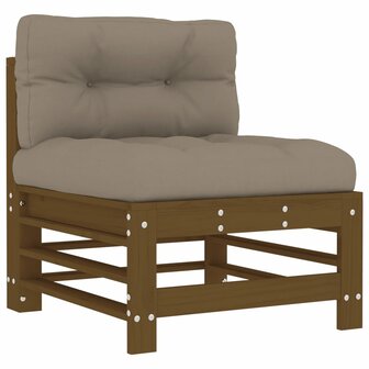5-delige Loungeset met kussens massief hout honingbruin