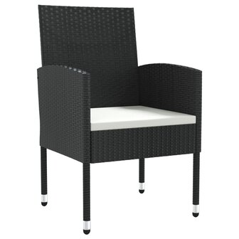 9-delige Tuinset poly rattan en staal zwart