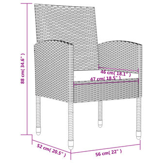 9-delige Tuinset poly rattan en staal zwart
