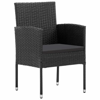 9-delige Tuinset poly rattan en staal zwart