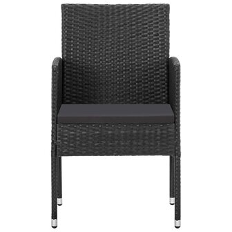 9-delige Tuinset poly rattan en staal zwart