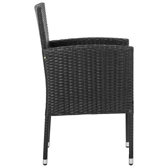 9-delige Tuinset poly rattan en staal zwart
