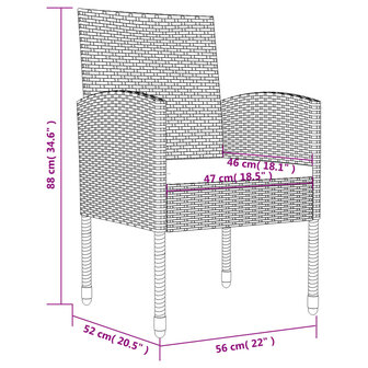 9-delige Tuinset poly rattan en staal zwart
