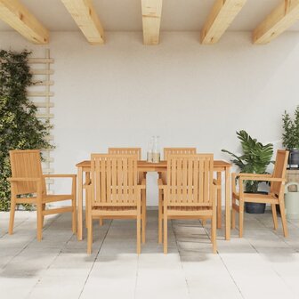 7-delige Tuinset massief teakhout