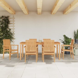 7-delige Tuinset massief teakhout
