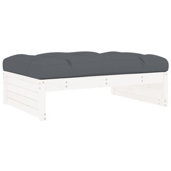 6-delige Loungeset met kussens massief hout wit