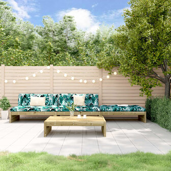 4-delige Loungeset met kussens ge&iuml;mpregneerd grenenhout