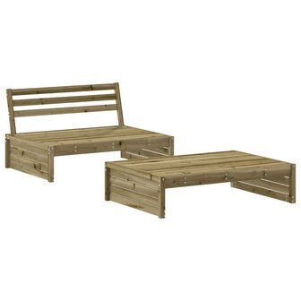 2-delige Loungeset met kussens ge&iuml;mpregneerd grenenhout