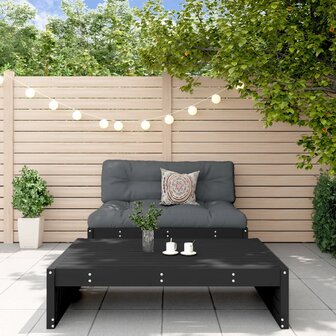 2-delige Loungeset met kussens massief hout zwart