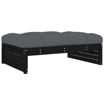 2-delige Loungeset met kussens massief hout zwart