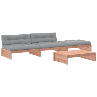 4-delige Loungeset met kussens massief douglashout