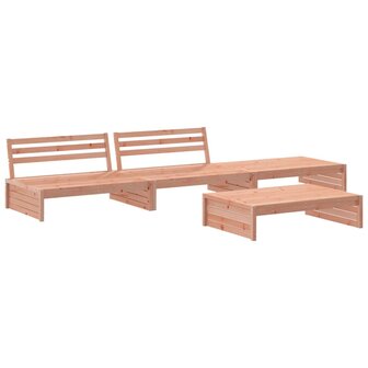 4-delige Loungeset met kussens massief douglashout