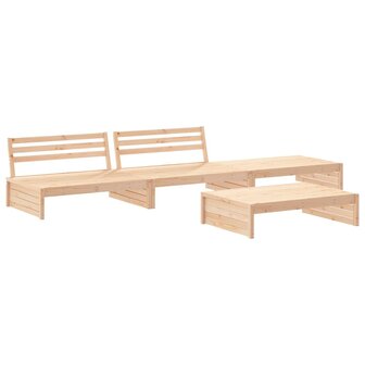 4-delige Loungeset met kussens massief hout