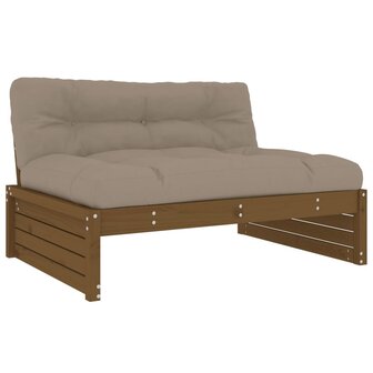 6-delige Loungeset met kussens grenenhout honingbruin