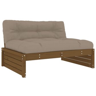 5-delige Loungeset met kussens massief hout honingbruin