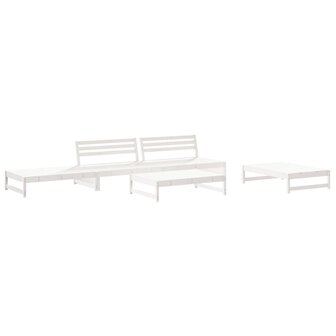 6-delige Loungeset met kussens massief hout wit