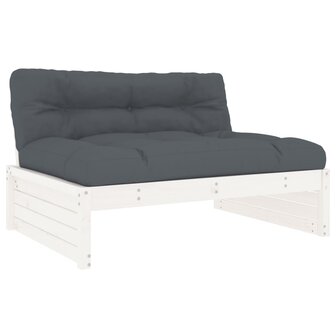 6-delige Loungeset met kussens massief hout wit