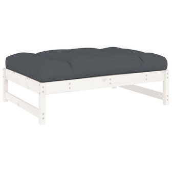 6-delige Loungeset met kussens massief hout wit