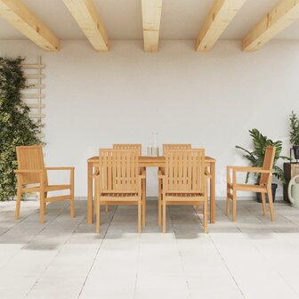 7-delige Tuinset massief teakhout