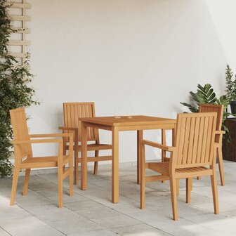 5-delige Tuinset massief teakhout