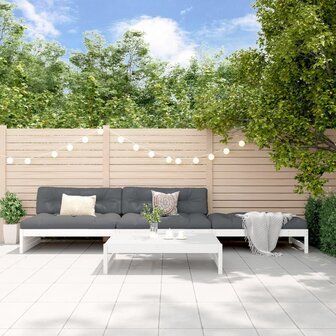 4-delige Loungeset massief grenenhout wit