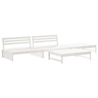4-delige Loungeset massief grenenhout wit