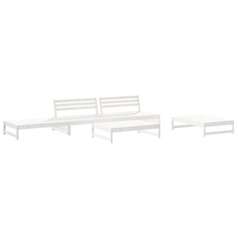 6-delige Loungeset massief grenenhout wit
