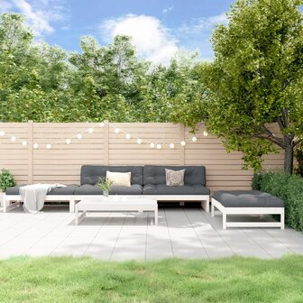 5-delige Loungeset massief grenenhout wit