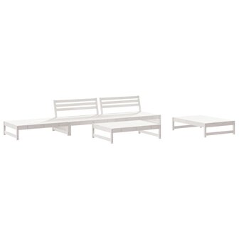 5-delige Loungeset massief grenenhout wit