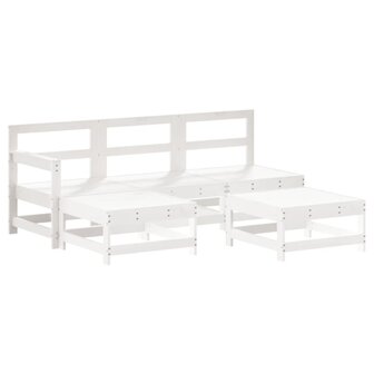 5-delige Loungeset massief grenenhout wit