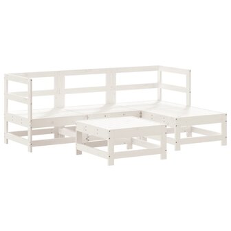 5-delige Loungeset massief grenenhout wit