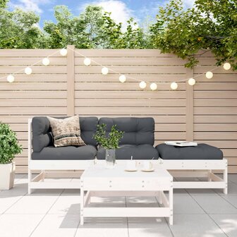 4-delige Loungeset massief grenenhout wit
