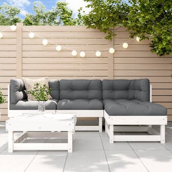 5-delige Loungeset massief grenenhout wit