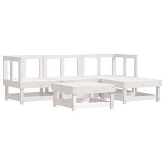 5-delige Loungeset massief grenenhout wit