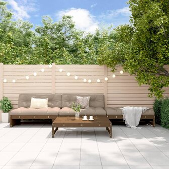 4-delige Loungeset massief grenenhout honingbruin