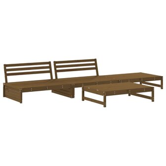 4-delige Loungeset massief grenenhout honingbruin