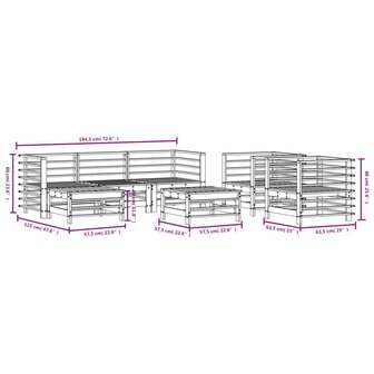 7-delige Loungeset massief grenenhout wit