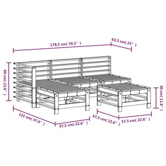 5-delige Loungeset massief grenenhout